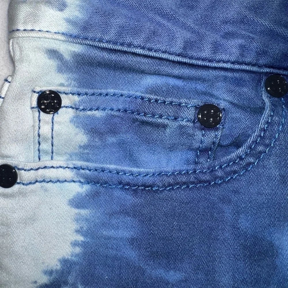 Tory Burch Tie Dye Denim Cutoff Shorts Size 27 Frayed Hem - Picture 10 of 14